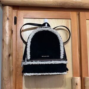 Michael Kors Suede Sherpa Trim Backpack